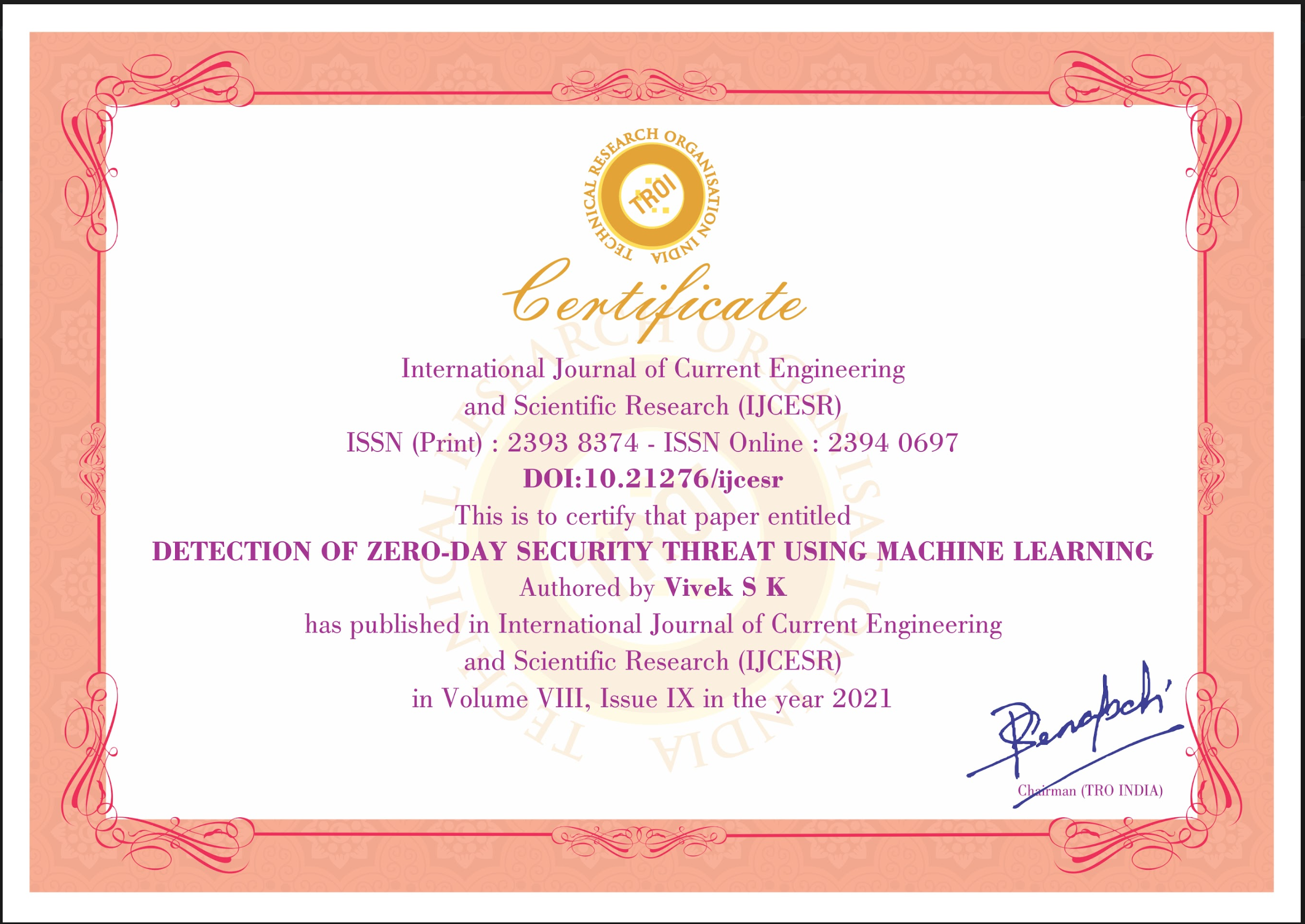 IJCESR Publication